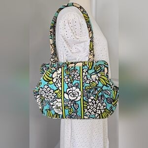Vera Bradley Frame Bag Floral "Island Blooms" Shoulder Bag Turquoise Lime White*